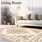 Ornate Floral Swirls Border Design Rug