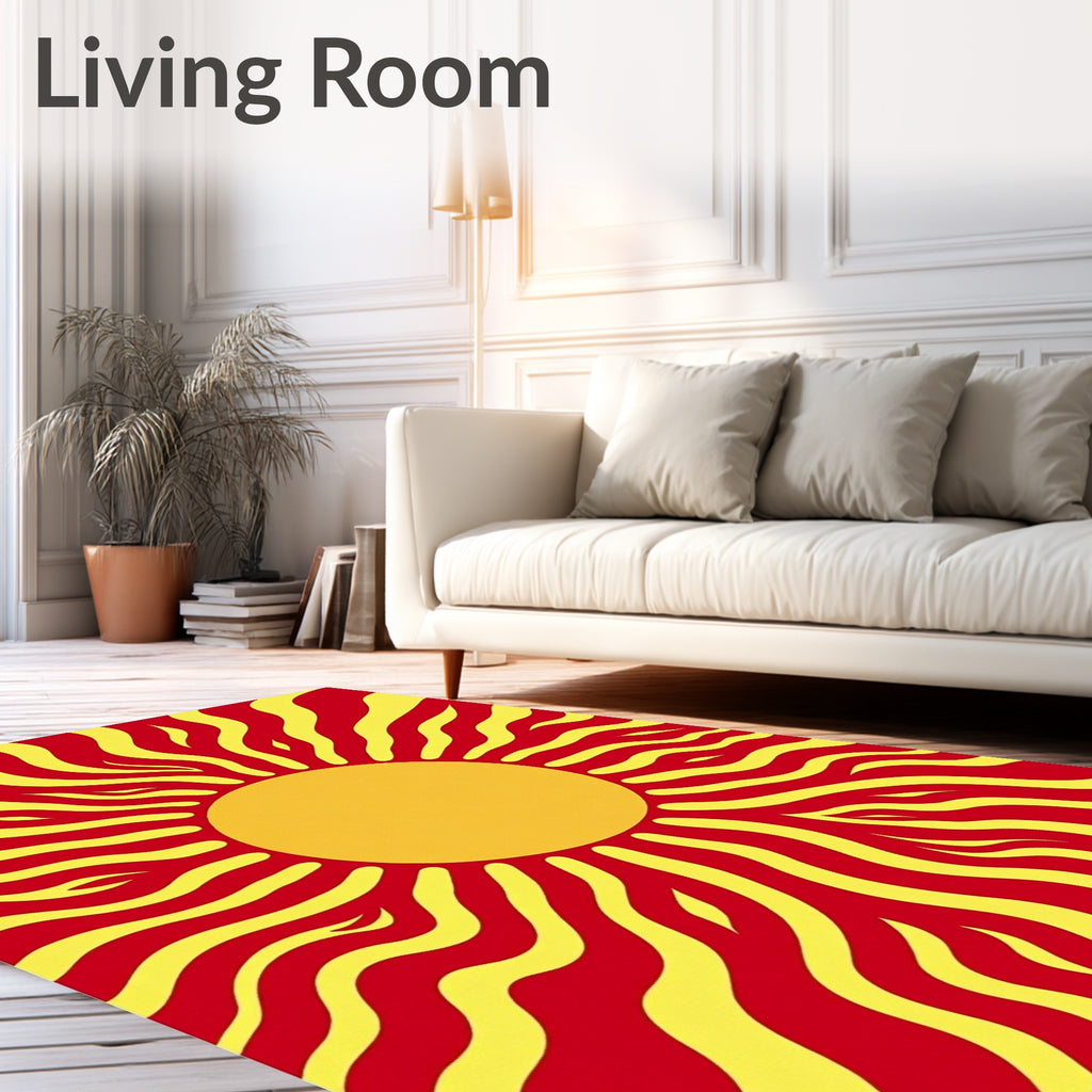 Radiant Sunburst Abstract Waves Rug