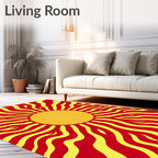 Radiant Sunburst Abstract Waves Rug
