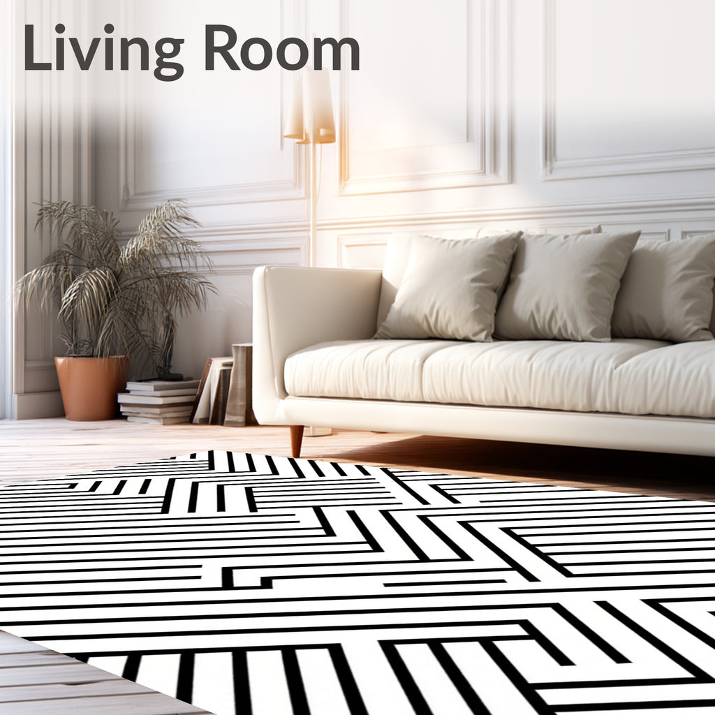 Monochrome Geometric Intersecting Lines Rug