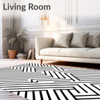 Monochrome Geometric Intersecting Lines Rug