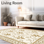 Classic Floral Swirls Bordered Cream Rug