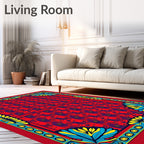 Vibrant Floral Red Stylized Pattern Rug