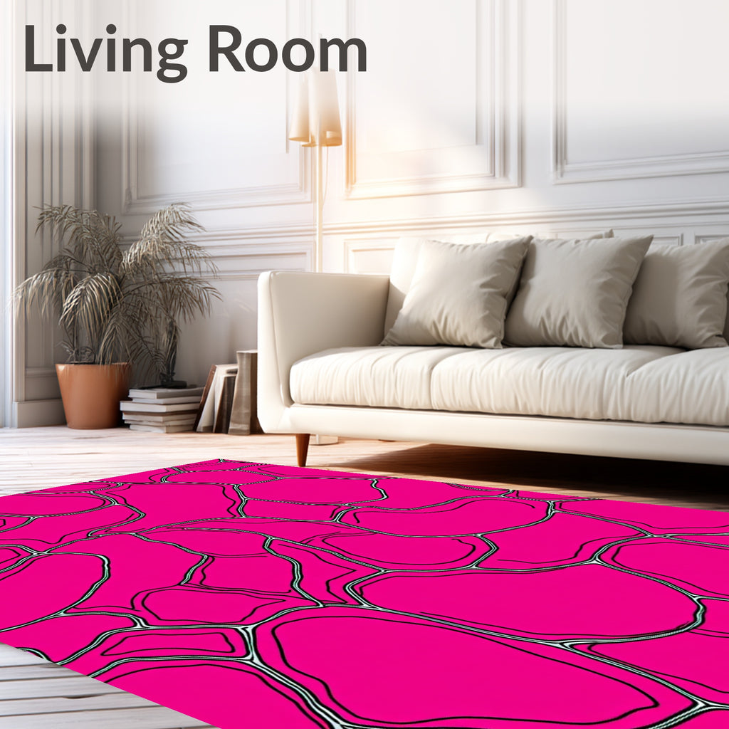 Bright Pink Organic Cell Pattern Rug