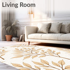 Branches With Golden Leaves Pattern Rug