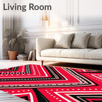 Red Chevron Geometric Dot Pattern Rug