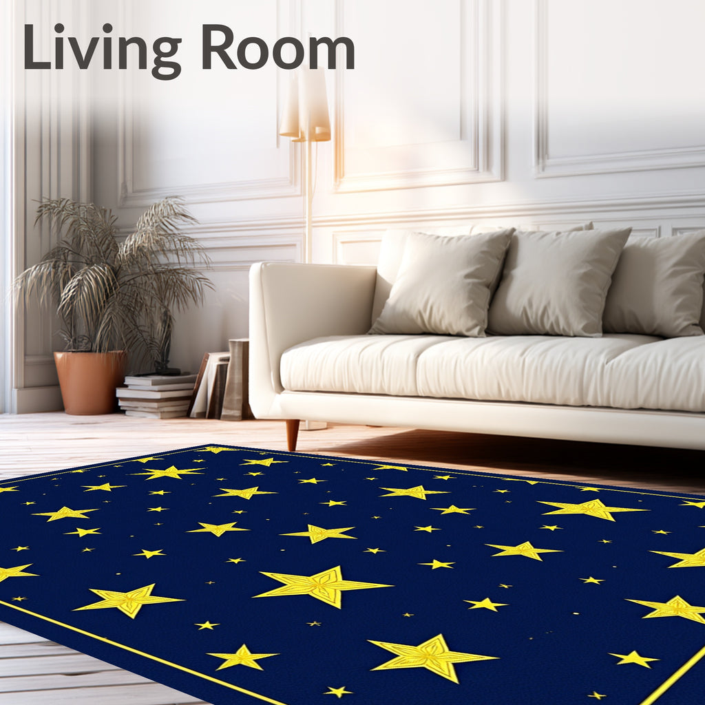 Midnight Yellow Starfield Scatter Rug