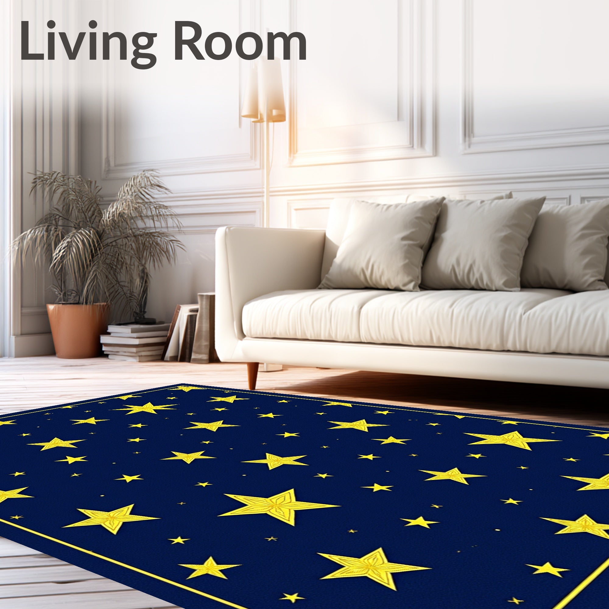 Midnight Yellow Starfield Scatter Rug