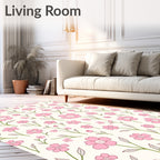 Delicate Pink Floral Pattern Rug