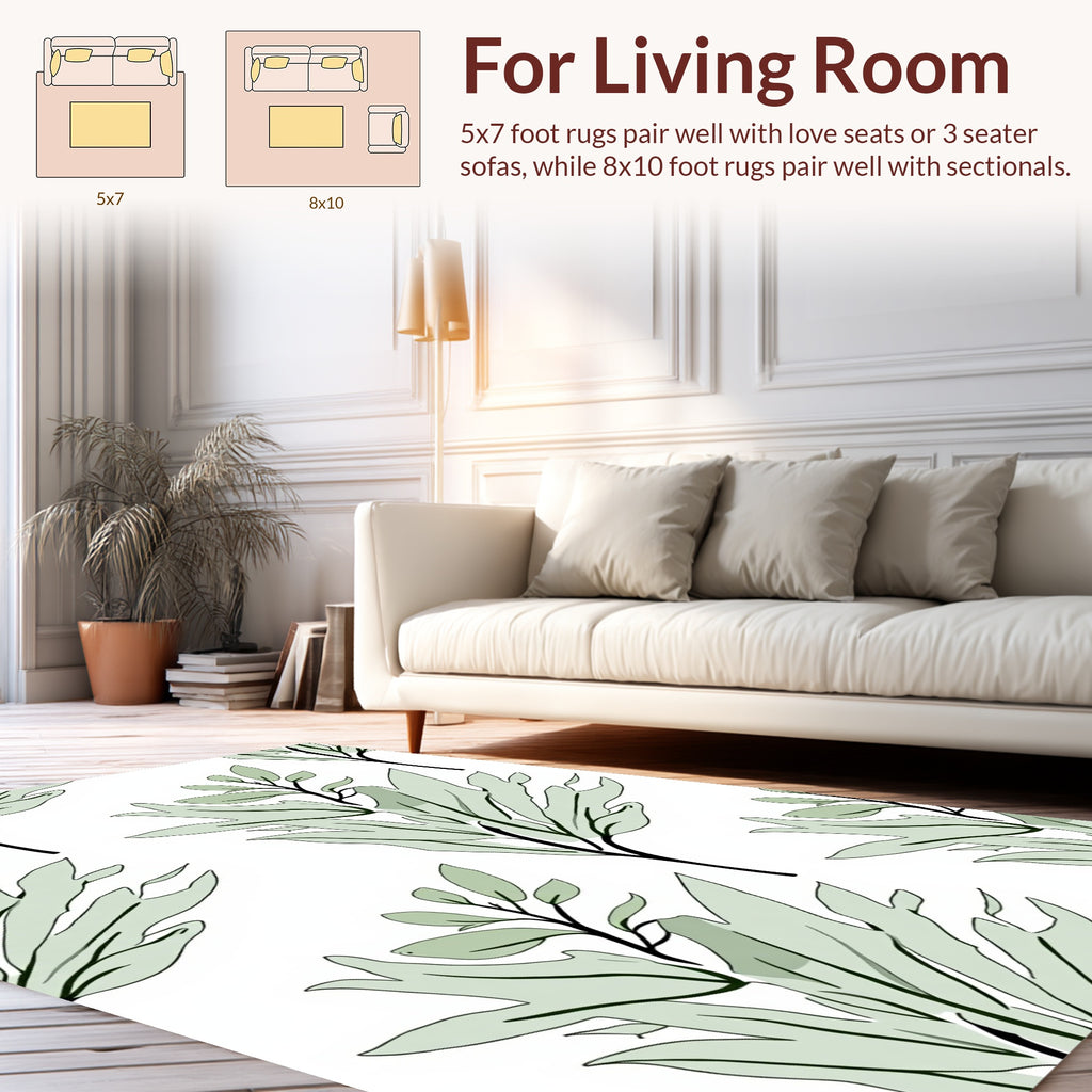 Sage Green Botanical Pattern Rug