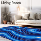 Deep Blue Swirl Agate Pattern Rug