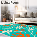 Aqua Coral Reef Stylized Pattern Rug