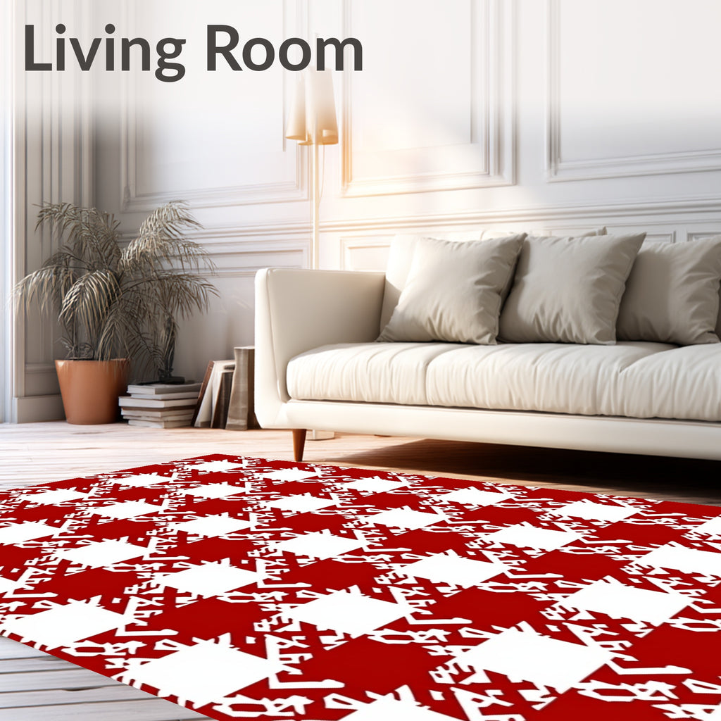 Red White Buffalo Check Design Rug
