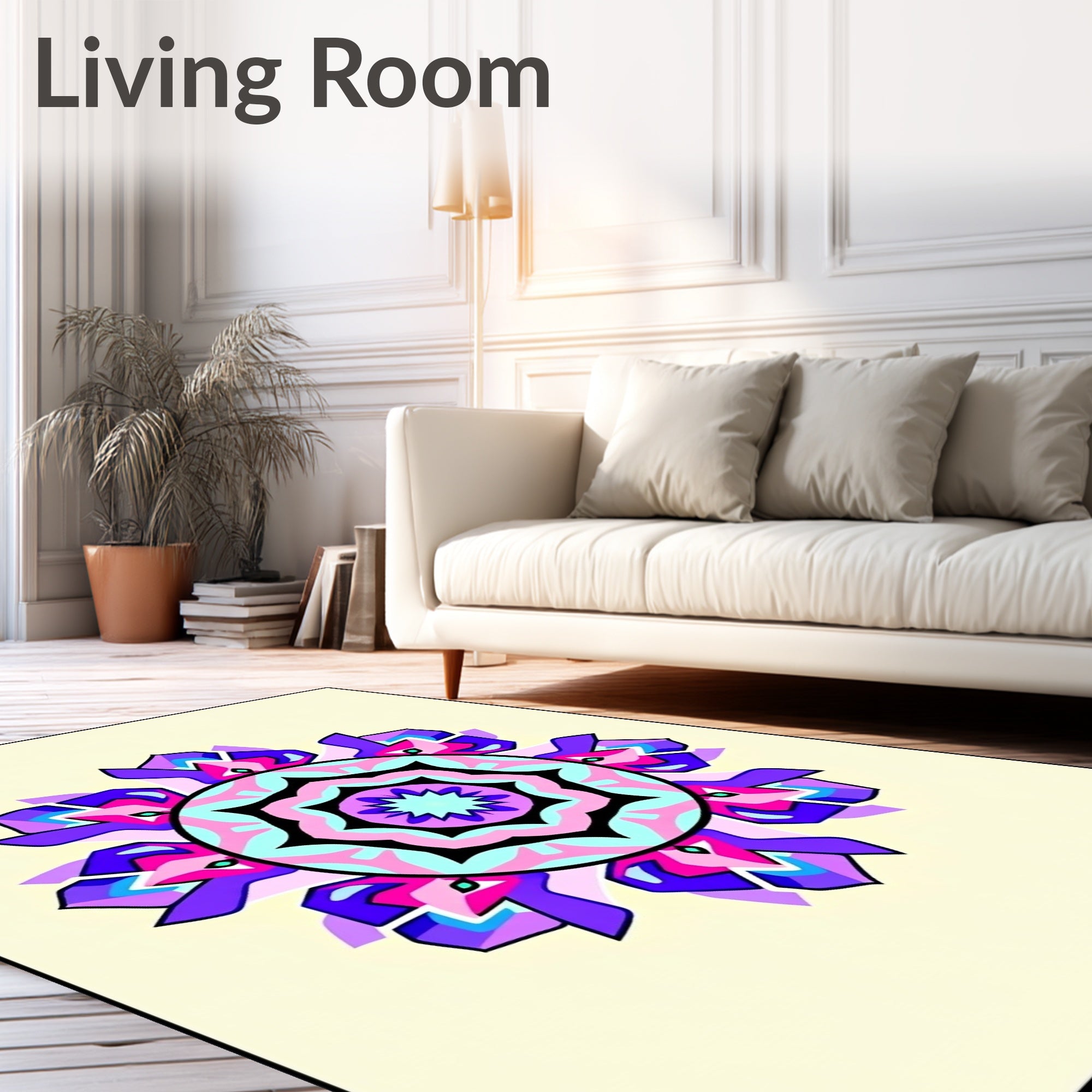 Vibrant Floral Mandala Pattern Rug