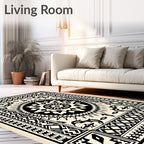 Tribal Geometric Sunburst Medallion Rug
