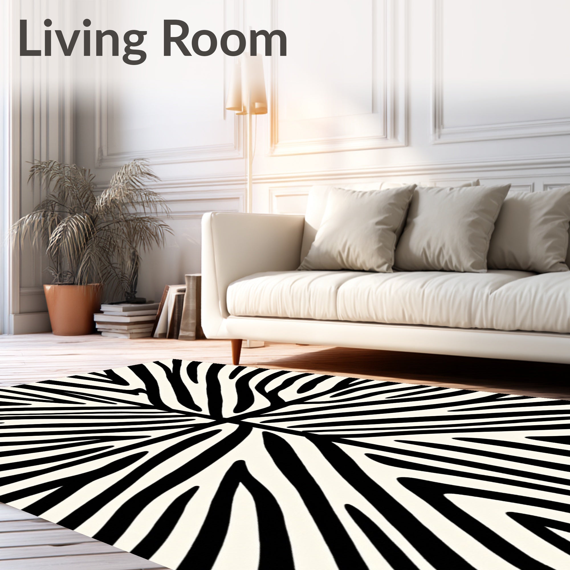 Bold Black White Striped Pattern Rug