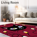 Playful Black Cat Lights Rug