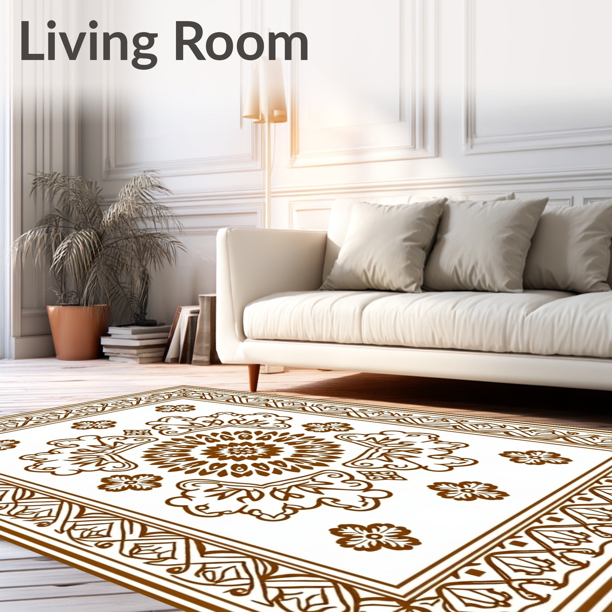Classic Floral Mandala Border Design Rug