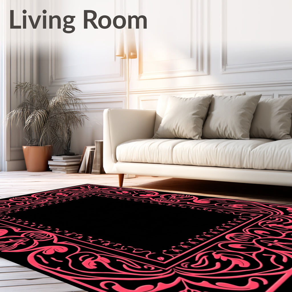 Elegant Floral Vine Border Rug