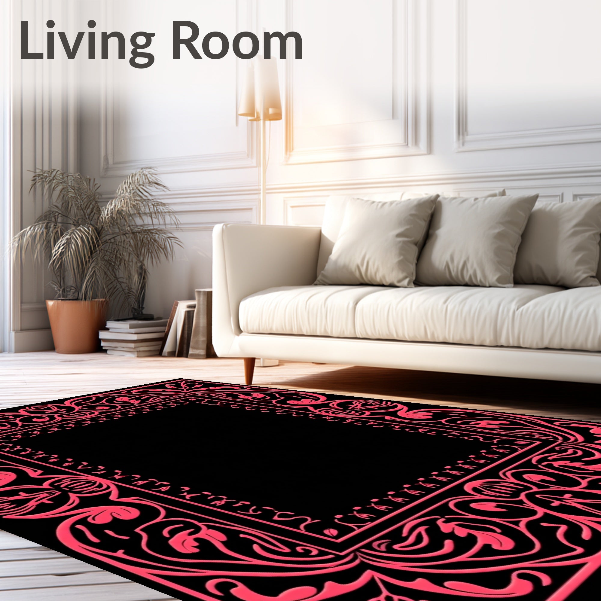 Elegant Floral Vine Border Rug