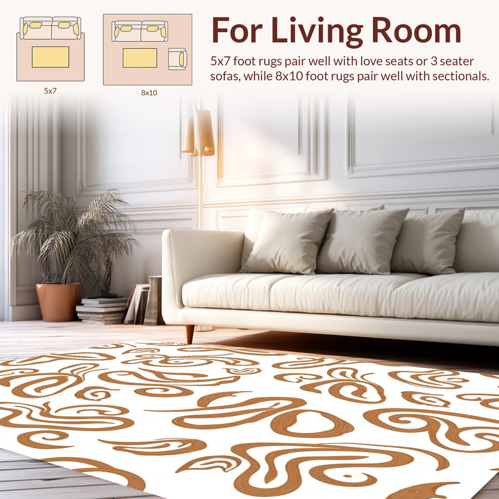 Abstract Swirl Leaf Pattern Design Rug