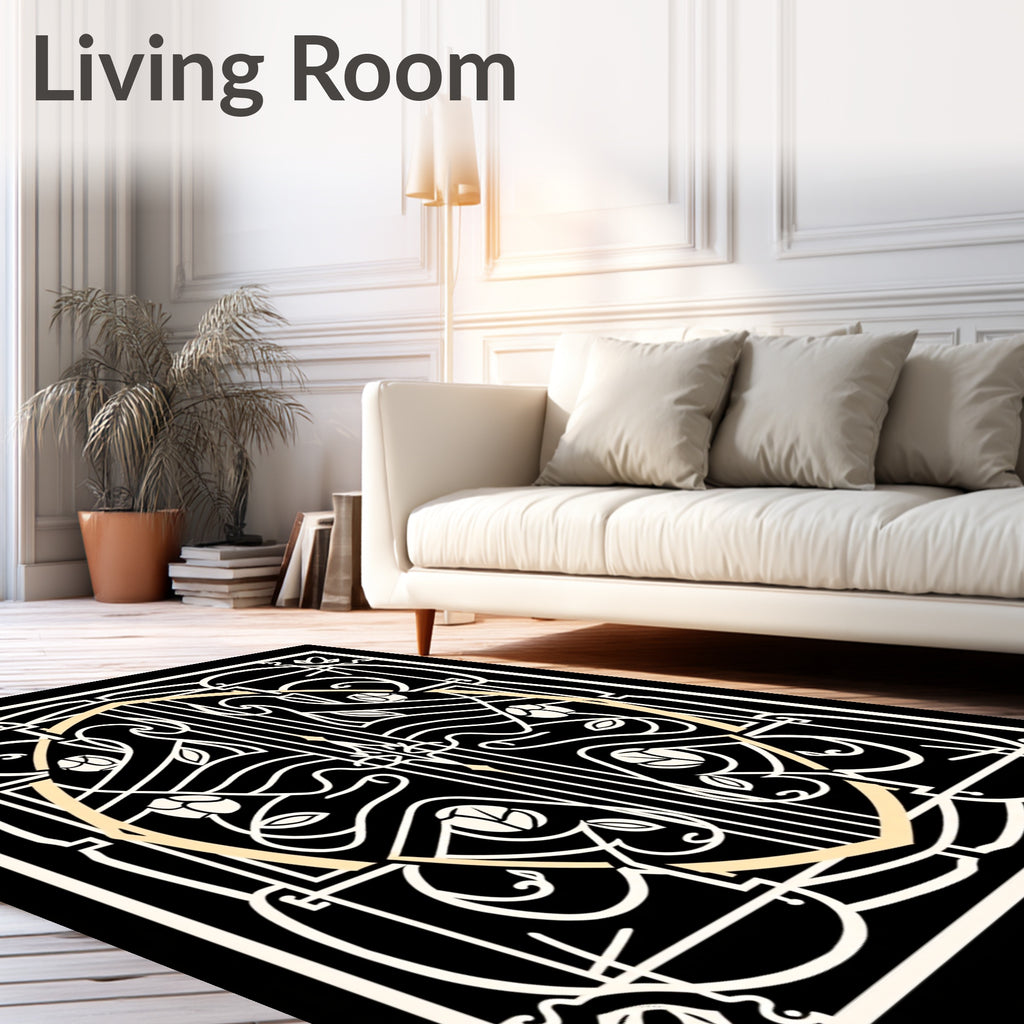 Art Nouveau Cream Floral Oval Composition Rug