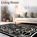 Art Nouveau Cream Floral Oval Composition Rug