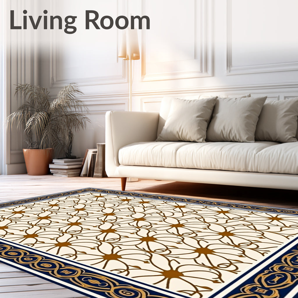 Ornate Floral Scroll Pattern Rug