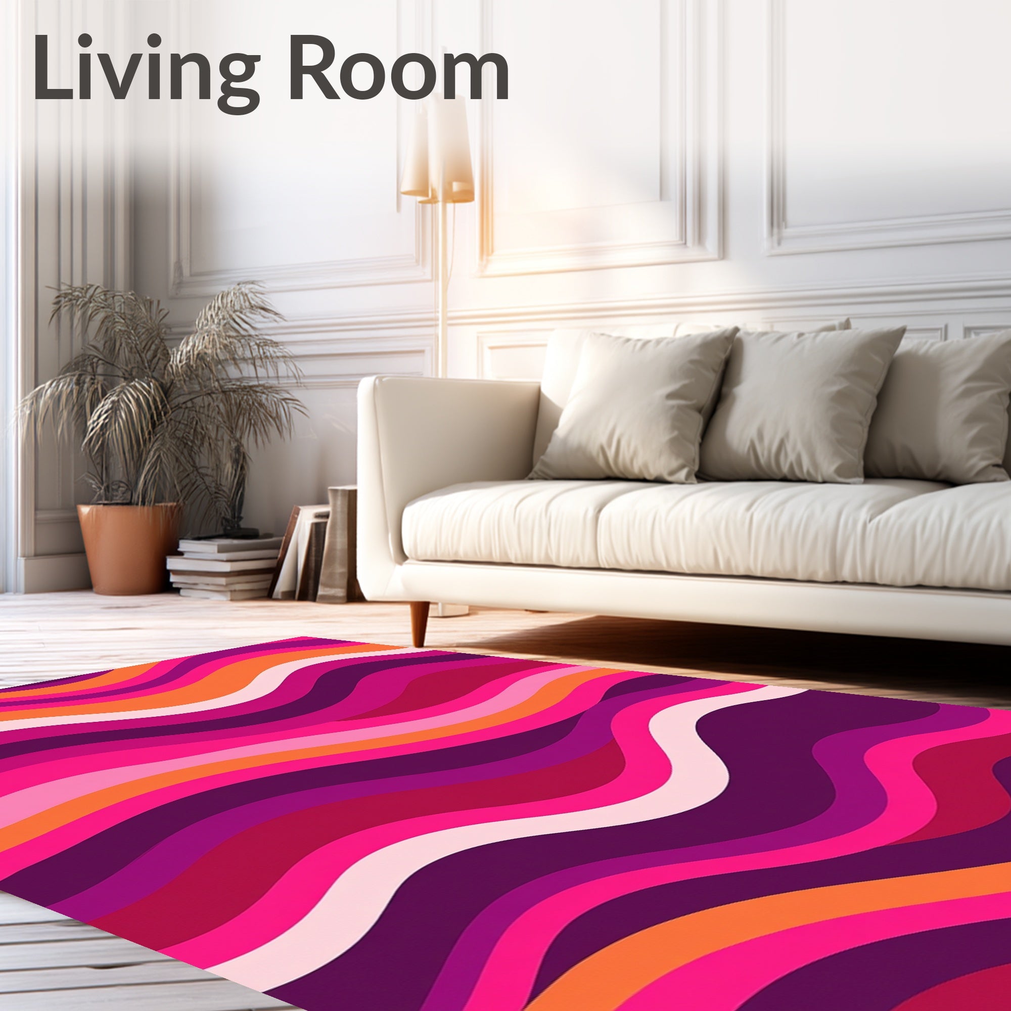Vibrant Pink Purple Orange Wavy Rug