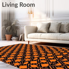 Orange Black Abstract Geometric Pattern Rug