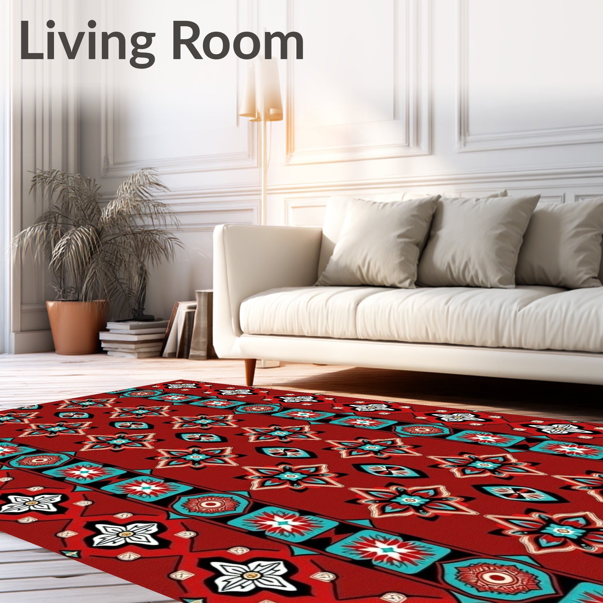 Bold Floral Tile Pattern Design Rug
