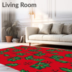 Red Holly Square Festive Pattern Rug