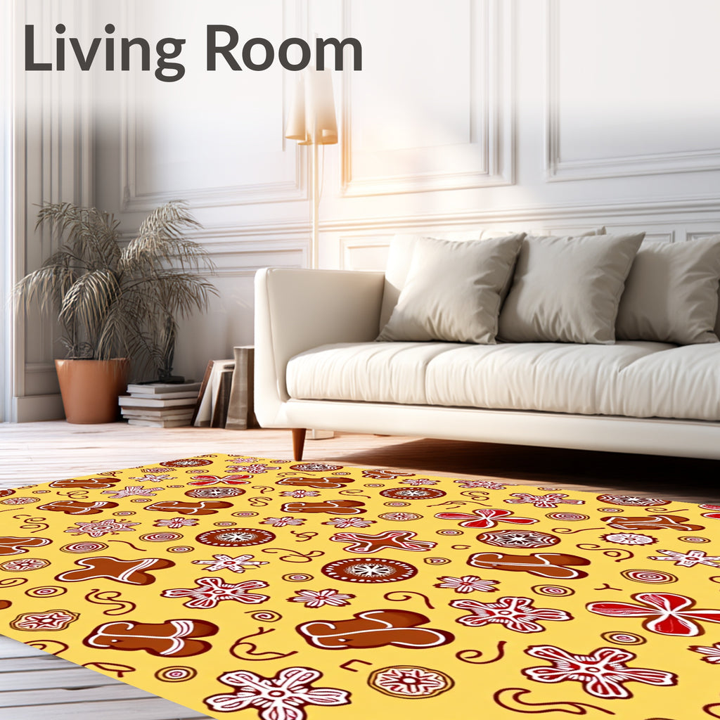 Brown Red Gingerbread Floral Rug