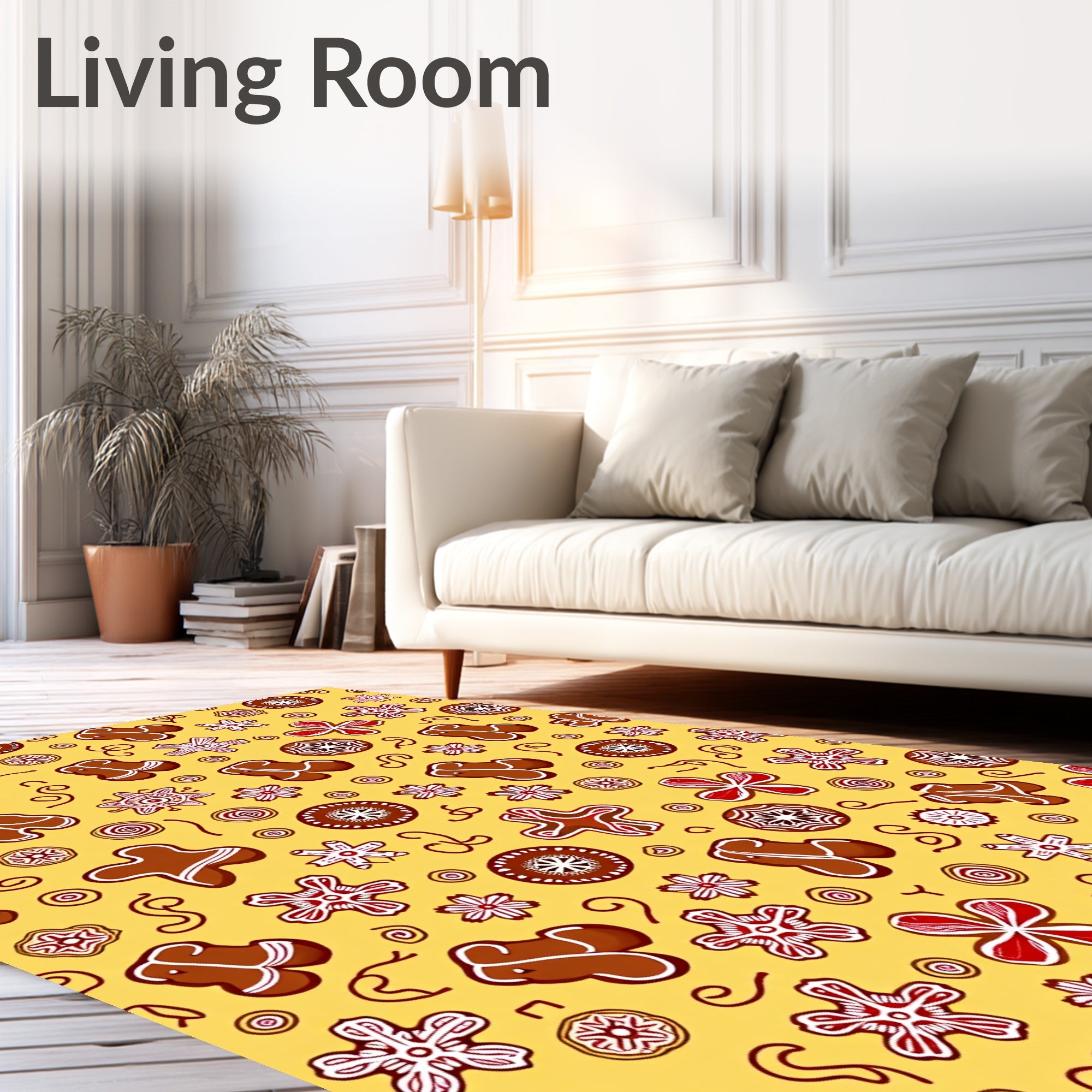 Brown Red Gingerbread Floral Rug