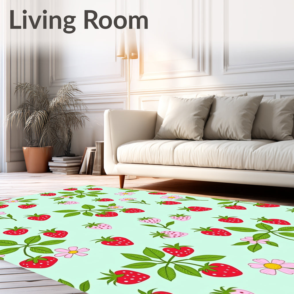 Sweet Strawberry Floral Pattern Rug