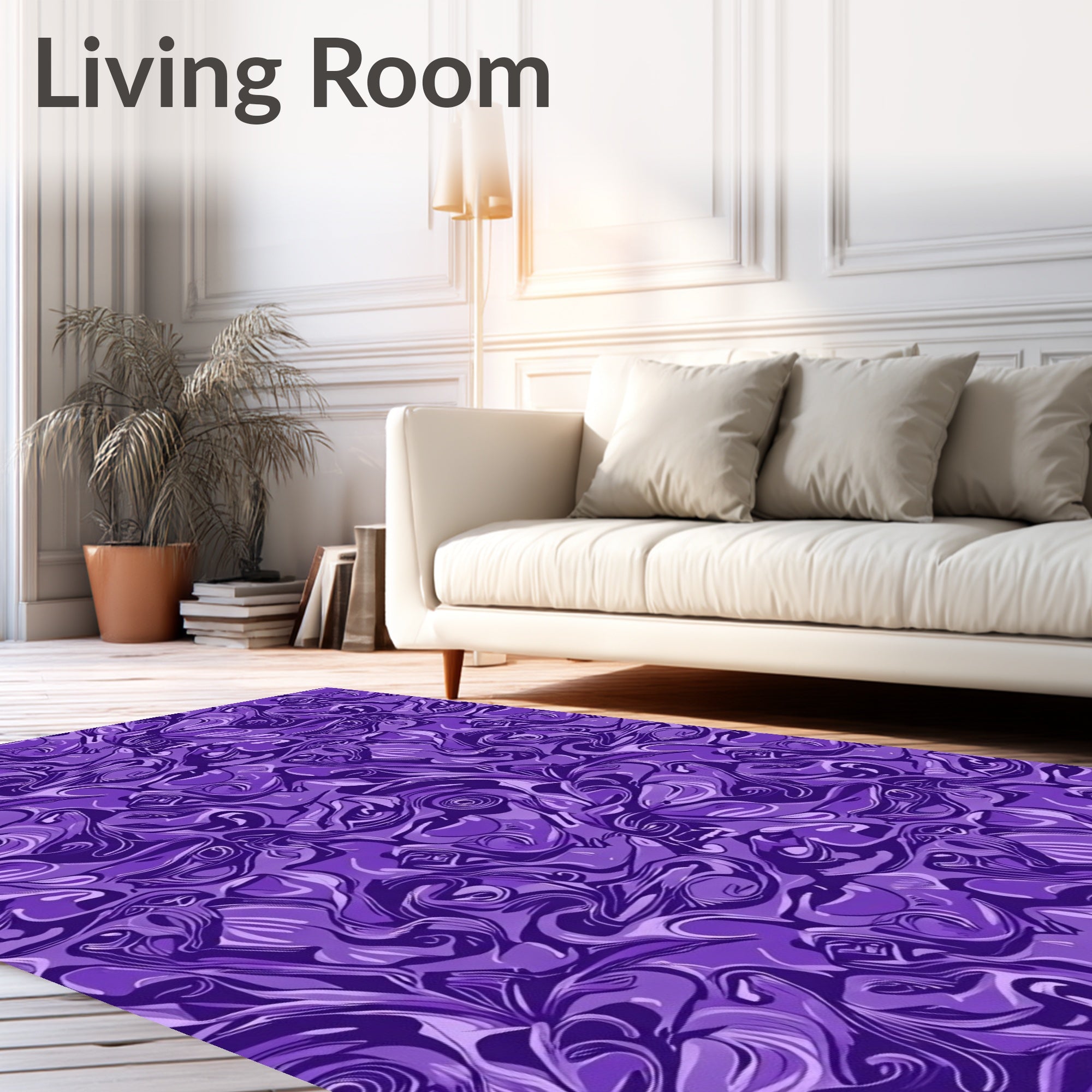 Abstract Purple Swirls Pattern Rug