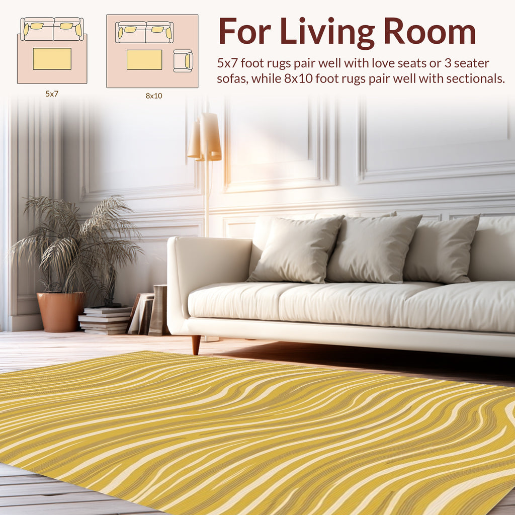 Golden Wavy Stripe Pattern Rug