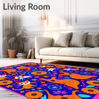 Whimsical Floral Cat Family Design Rug