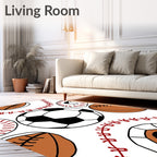 Playful Sports Ball Collage Design Rug