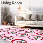 Winter Village Scene Festive Globes Design Rug