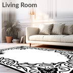 Delicate Botanical Butterfly Scrollwork Rug