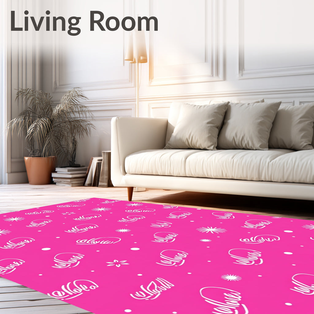 Hot Pink Script Starburst Repeating Rug