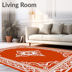 Symmetrical Floral Border Pattern Rug
