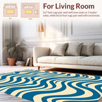 Blue Wave Abstract Pattern Rug