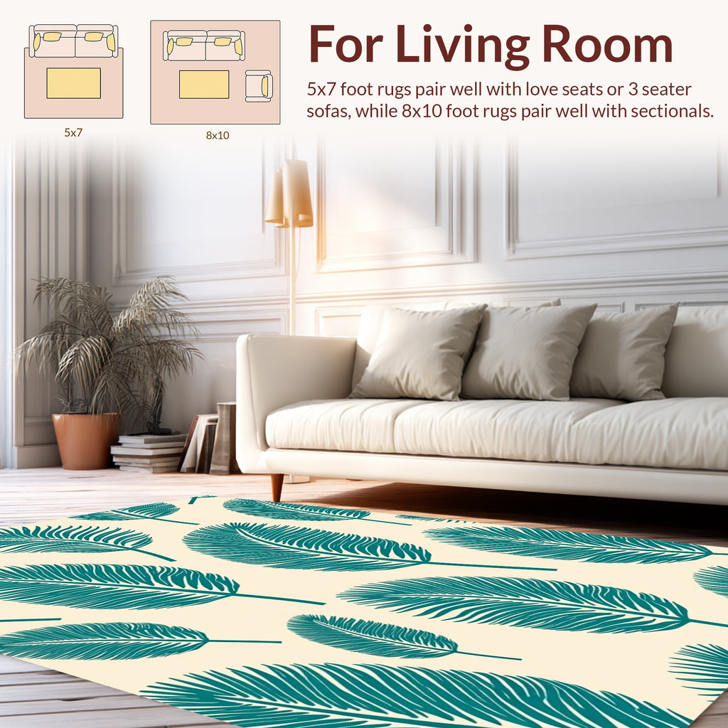 Tropical Palm Leaf Pattern Design Rug