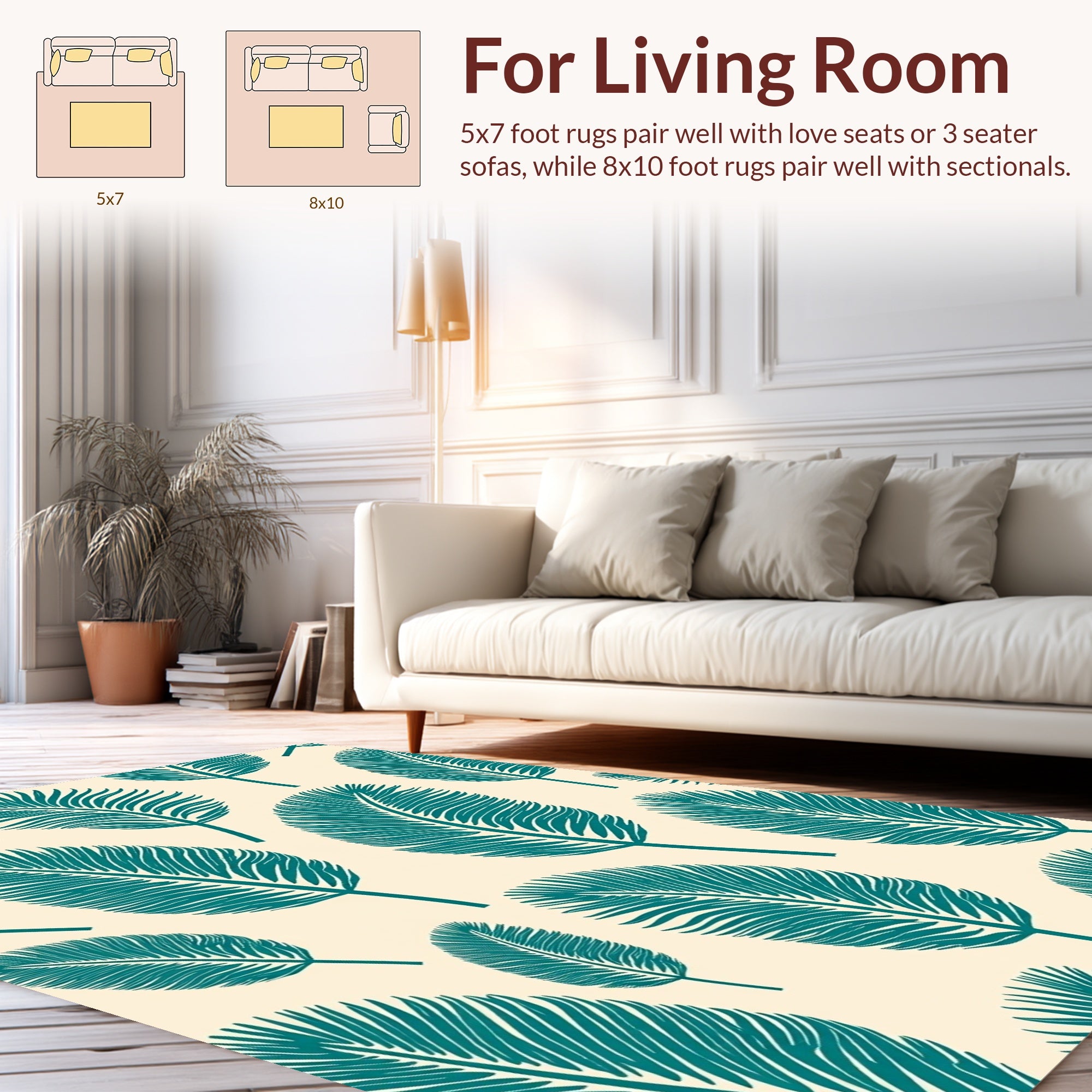 Tropical Palm Leaf Pattern Design Rug