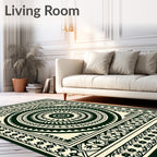 Intricate Mandala Geometric Border Rug