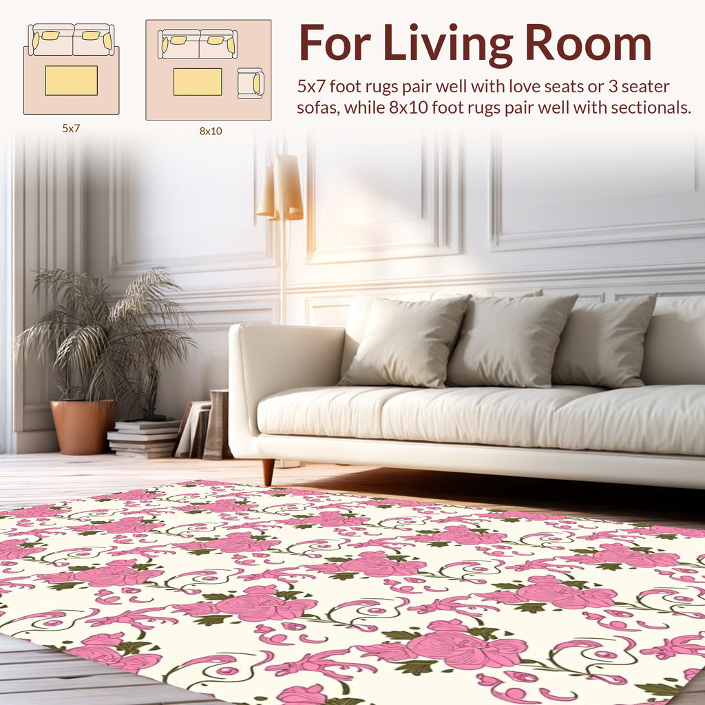 Pink Floral Petal Vines Rug