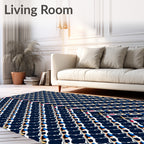Intricate Navy Geometric Pattern Rug