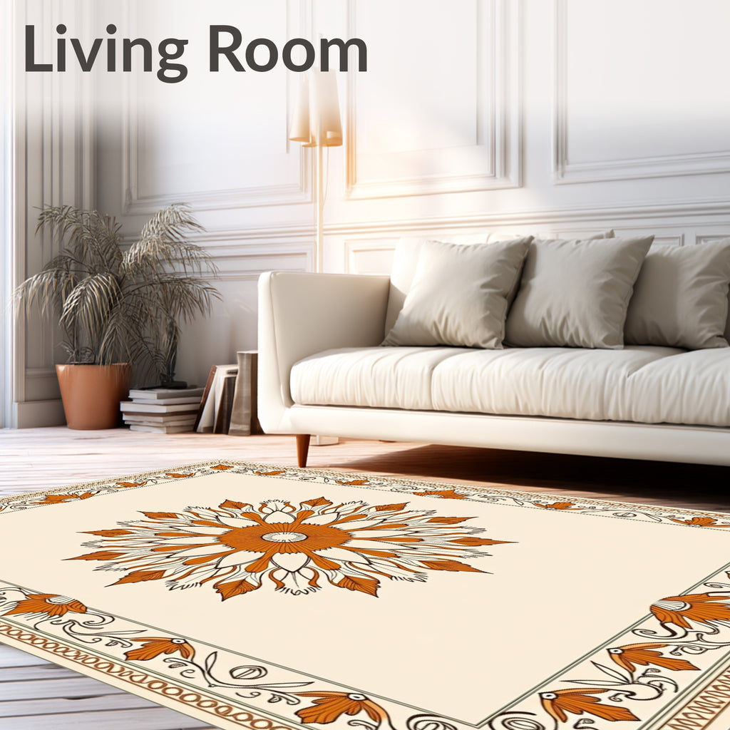 Orange Blossom Mandala Accent Rug